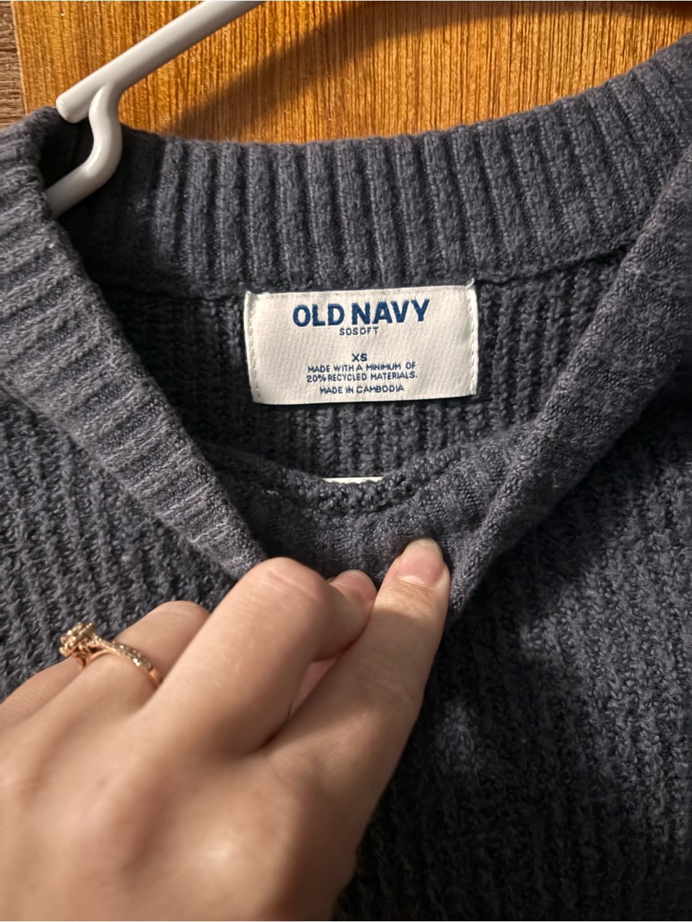 Old Navy Women’s Blue Waffle-Knit Crew Sweater- OverSized